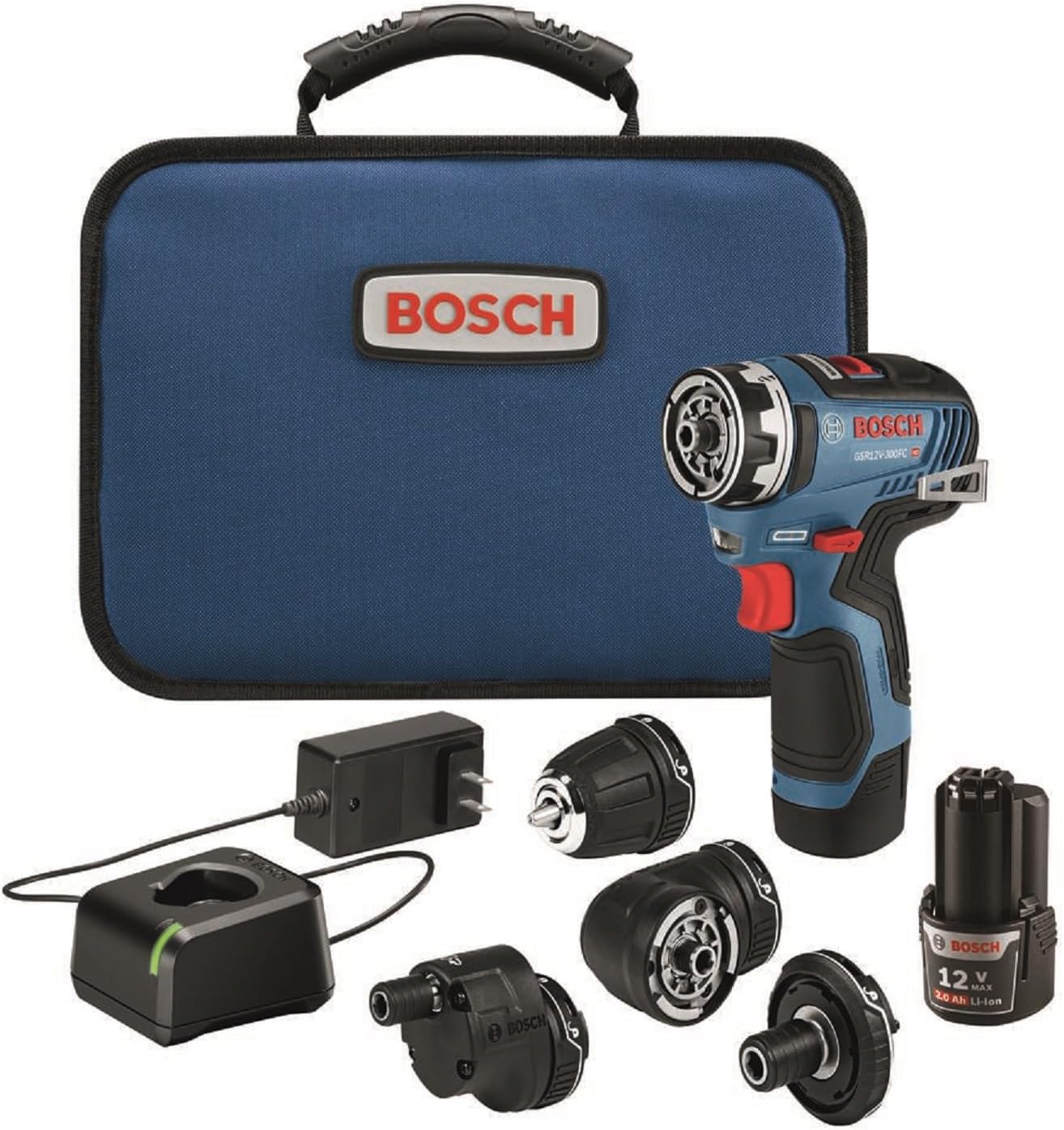 BOSCH GSR12V-300FCB22 12V Max EC Brushless Flexiclick 5-In-1 Drill/Driver System with (2) 2 Ah Batteries