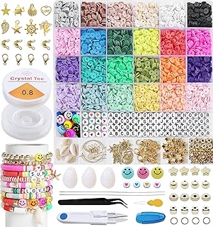 Segden 6000pcs Clay Bead Bracelet Kit,Polymer Flat Beads for Bracelet Making Kit,24 Colors Heishi Beads Letter Beads Spacer Beads for Friendship Bracelets,Crafts Gifts for Teen Girls