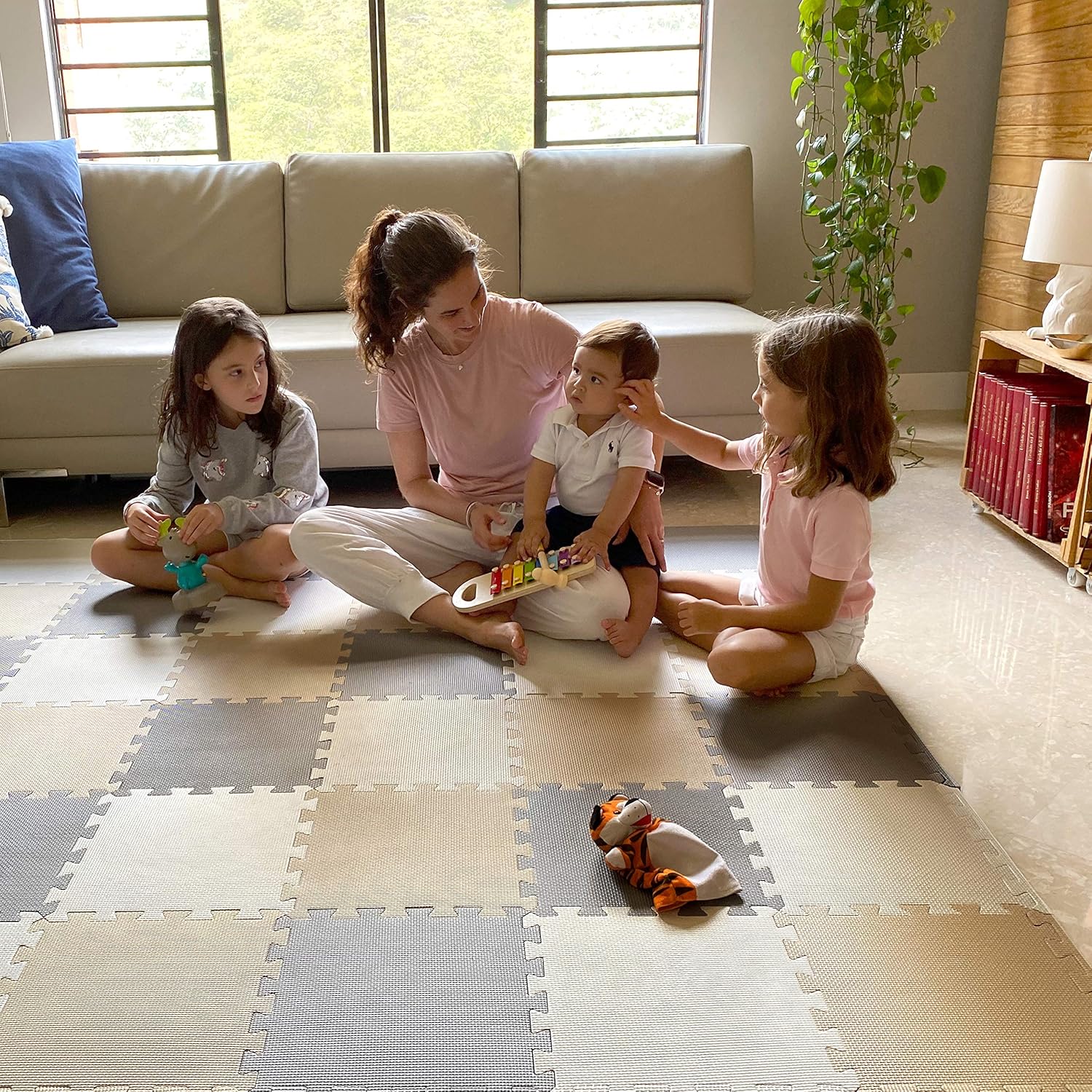 MioTetto 18 (2 for Free) Tiles of Soft Non-Toxic Baby Play Mat, EVA Foam Jigsaw Puzzle Play Mat, Interlocking Squares for Babies, Toddlers & Kids Gym, Nursery, Playroom, 16 Sq Ft