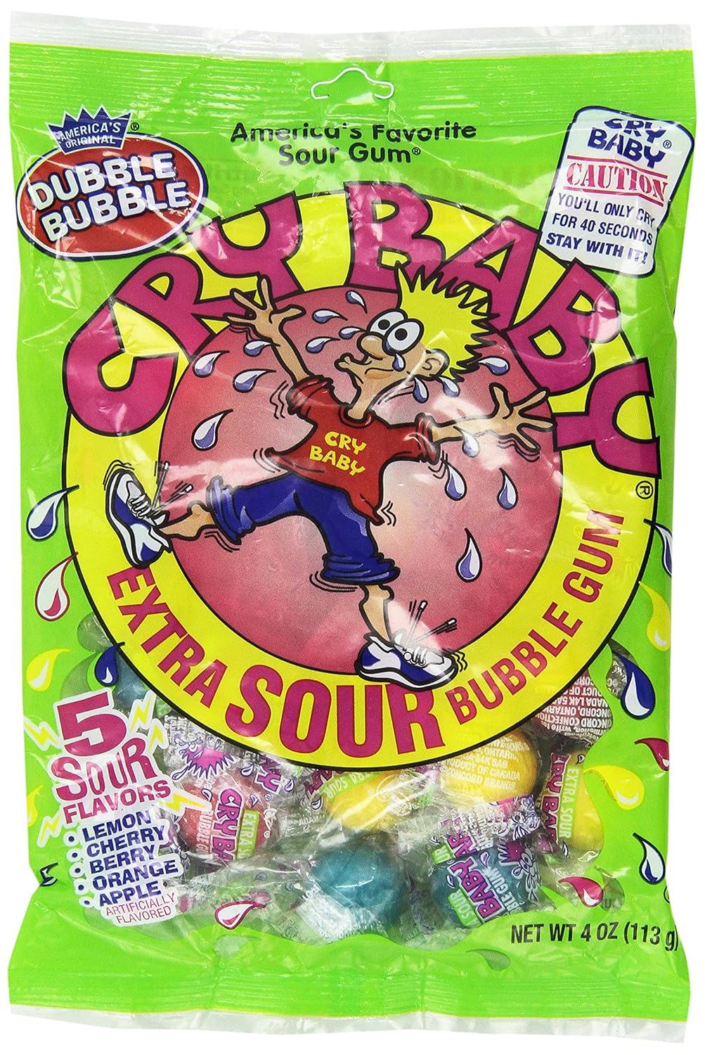 Cry Baby Extra Sour Bubble Gum, 4.0 Ounce (Pack of 3)