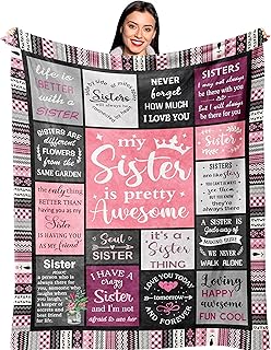 Sister Gifts, Sister Birthday Gifts from Sister, Best Friend Birthday Gift for Women, Bestie Gifts for Women, Big Sister Gift from Little Sister Blanket 60” x 50”, Soul Sister Gifts for Girls