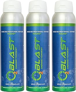 O2 Blast, Pure Oxygen Supplement, Quick Recovery for Exercise and Focus. Sanitary Flip Top Cap (4 Liter Oxygen Canisters - 3 Pack - Natural)