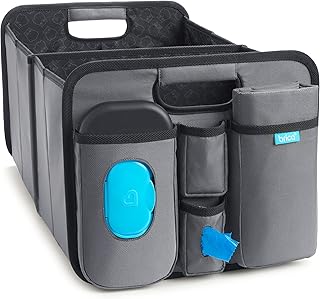 Munchkin Brica Out-n-About Trunk and Car Organizer with Diaper Changing Station, Collapsible, Grey
