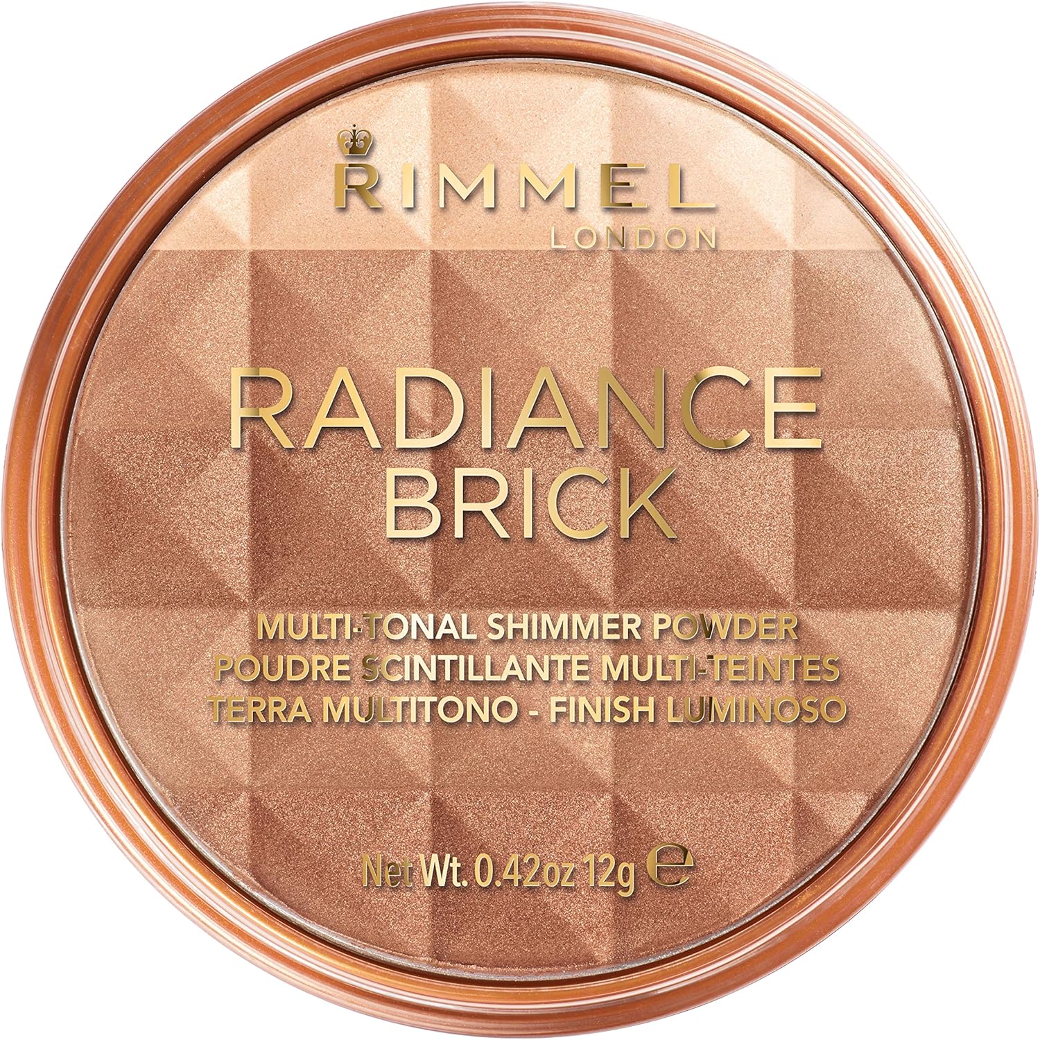 Rimmel London Radiance Shimmer Brick Pressed Bronzer, Light-As-Air Contouring Formula, 001 Light, 12 g