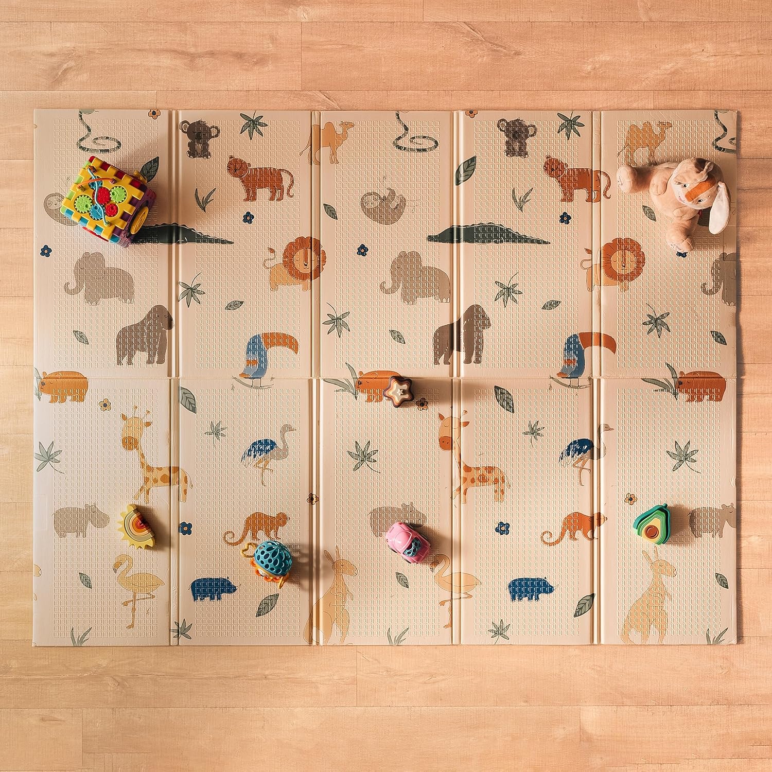 Nuby Foldable Reversible Play Mat - Easy Clean | Reversible | Waterproof | Suitable from Birth (Safari)