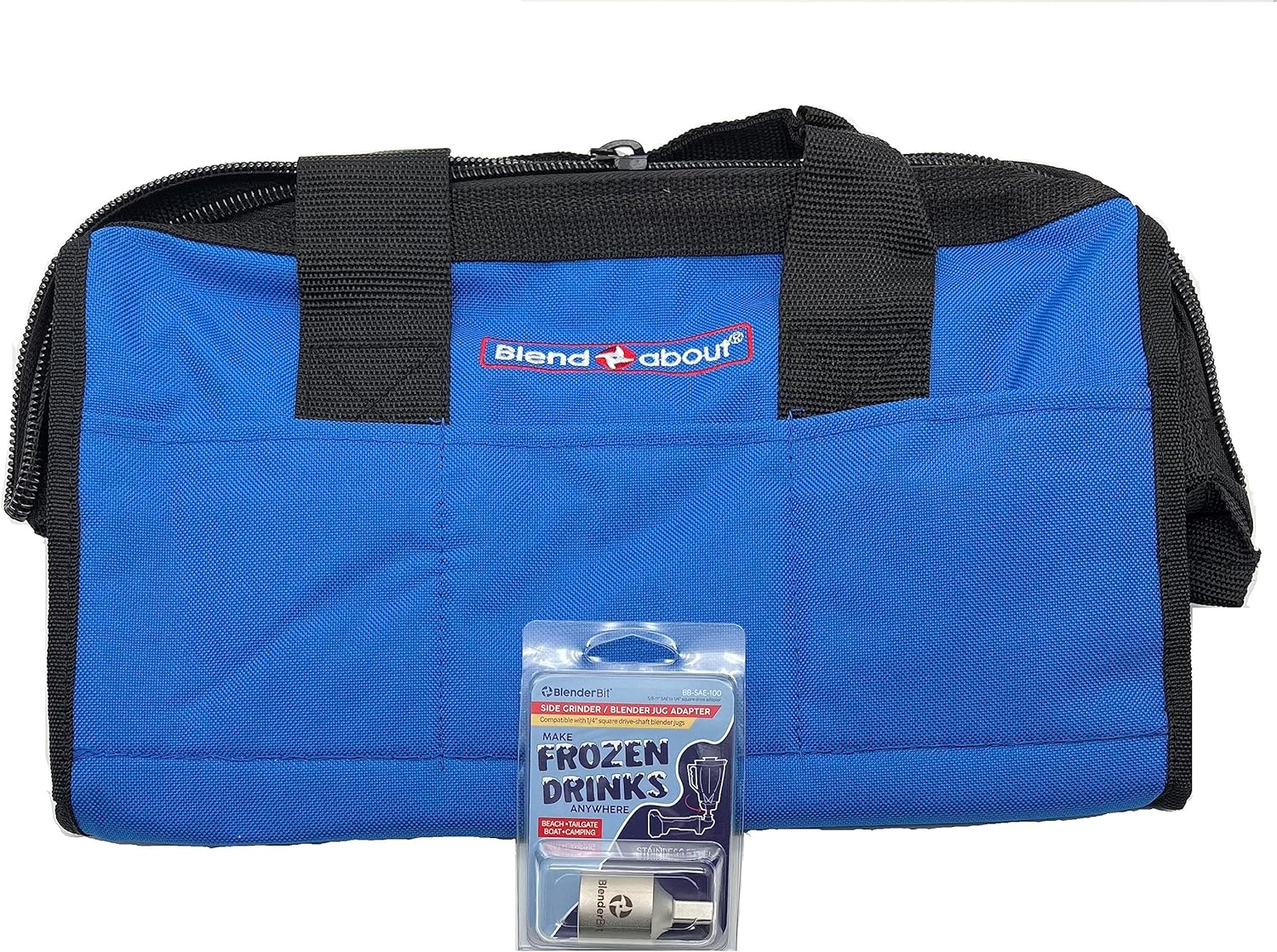 Portable Blender,The Blender Bit,Angle Grinder/Blender Jug Adapter Bit,Tailgating,Poolside! On the go anywhere! (SAE 5/8"-11 with carry bag)