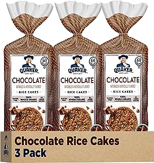 Quaker Large Rice Cakes, Chocolate, 7.23 oz Bags, (3 Pack), Gluten Free, Whole Grain, No Added Colors