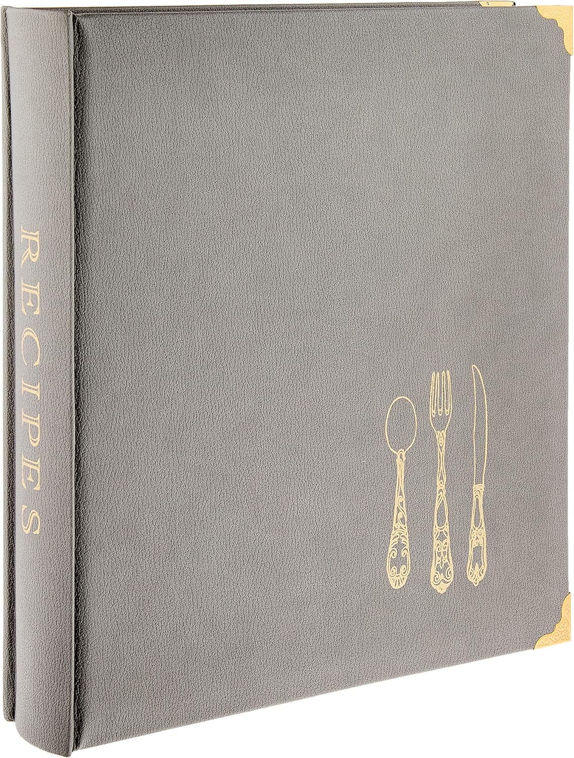 C.R. Gibson Gray Leatherette Lined Recipe Notebook, 11'' x 12''