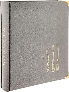 C.R. Gibson Gray Leatherette Lined Recipe Notebook, 11'' x 12''