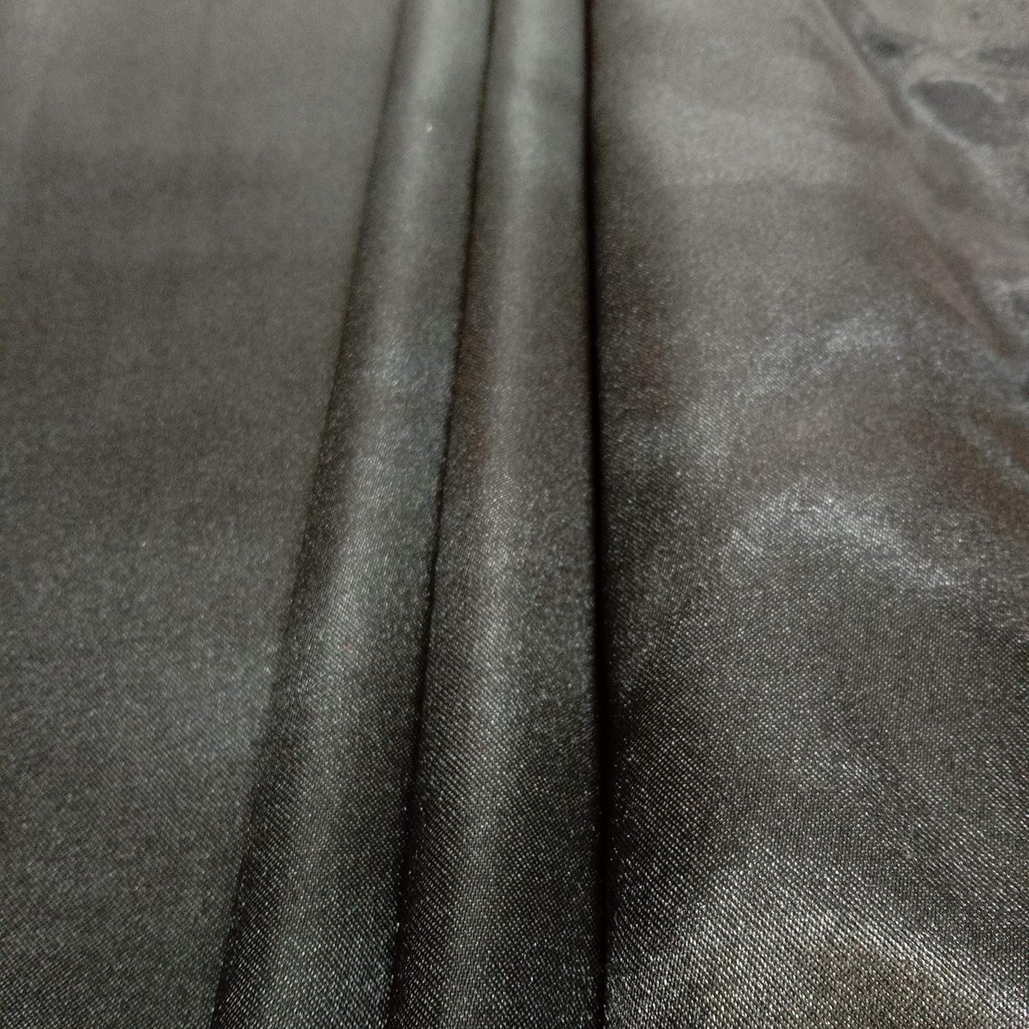 Black Polyester Silky Satin Fabric Lining Material Dressmaking"Free Post" Plain Colour Polyester Satin Black