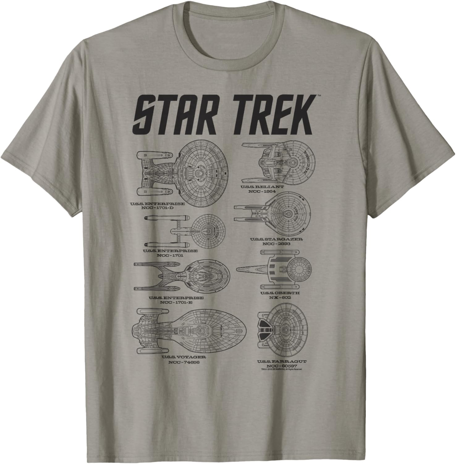 Star Trek Spaceships Of Starfleet Enterprise Textbook T-Shirt