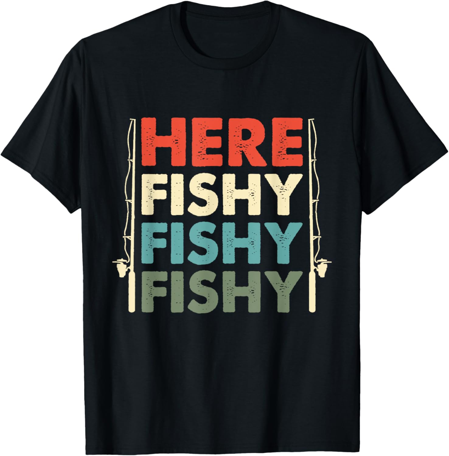 Trendy American I Love Fishing T-Shirt - Unisex Adult, Black, Short Sleeve, Classic Fit, Small