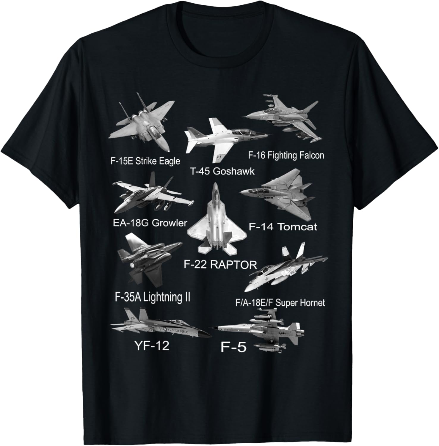American Fighters Jets F22 Raptor F14 Tomcat Plane Spotting T-Shirt