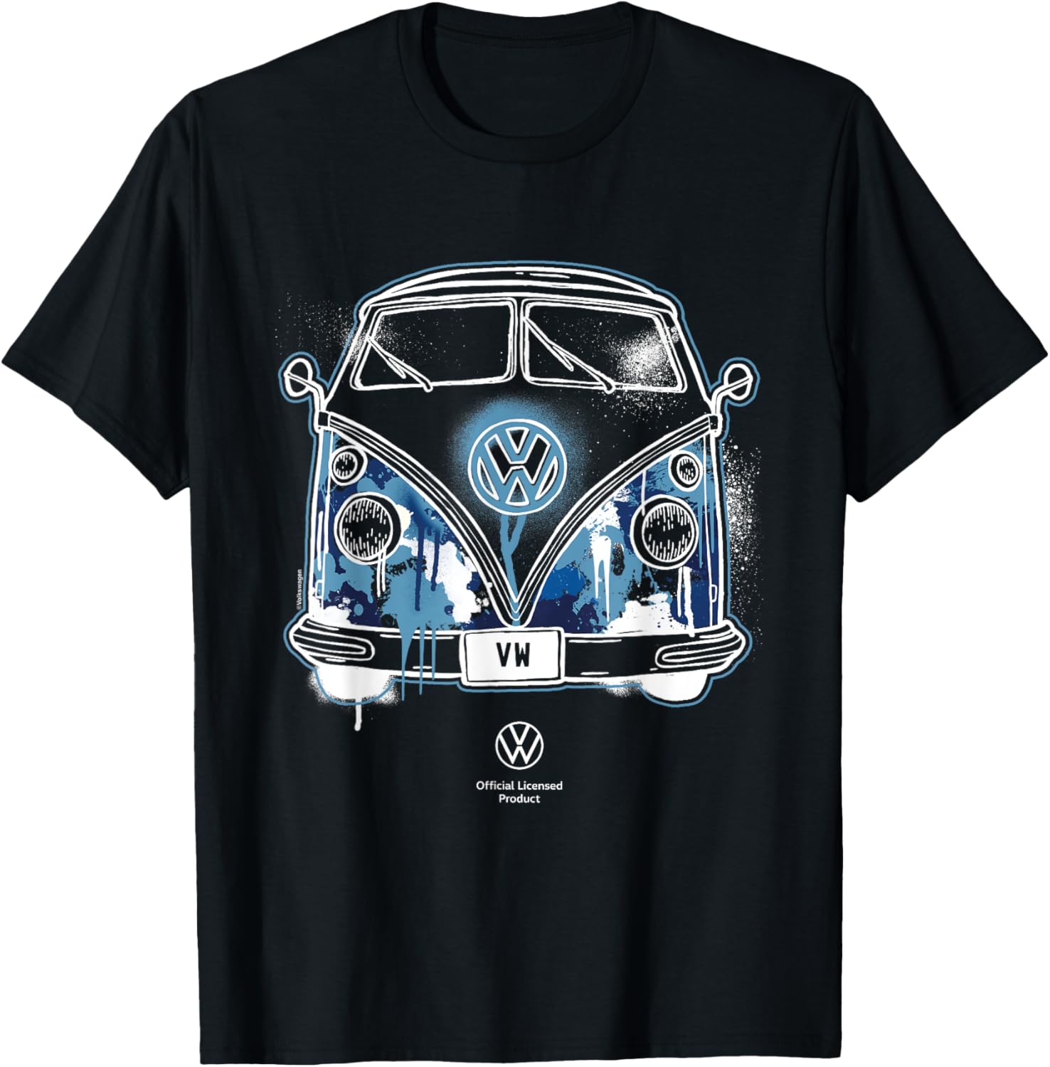 Volkswagen Type 2 Campervan Blue Graffiti T-Shirt