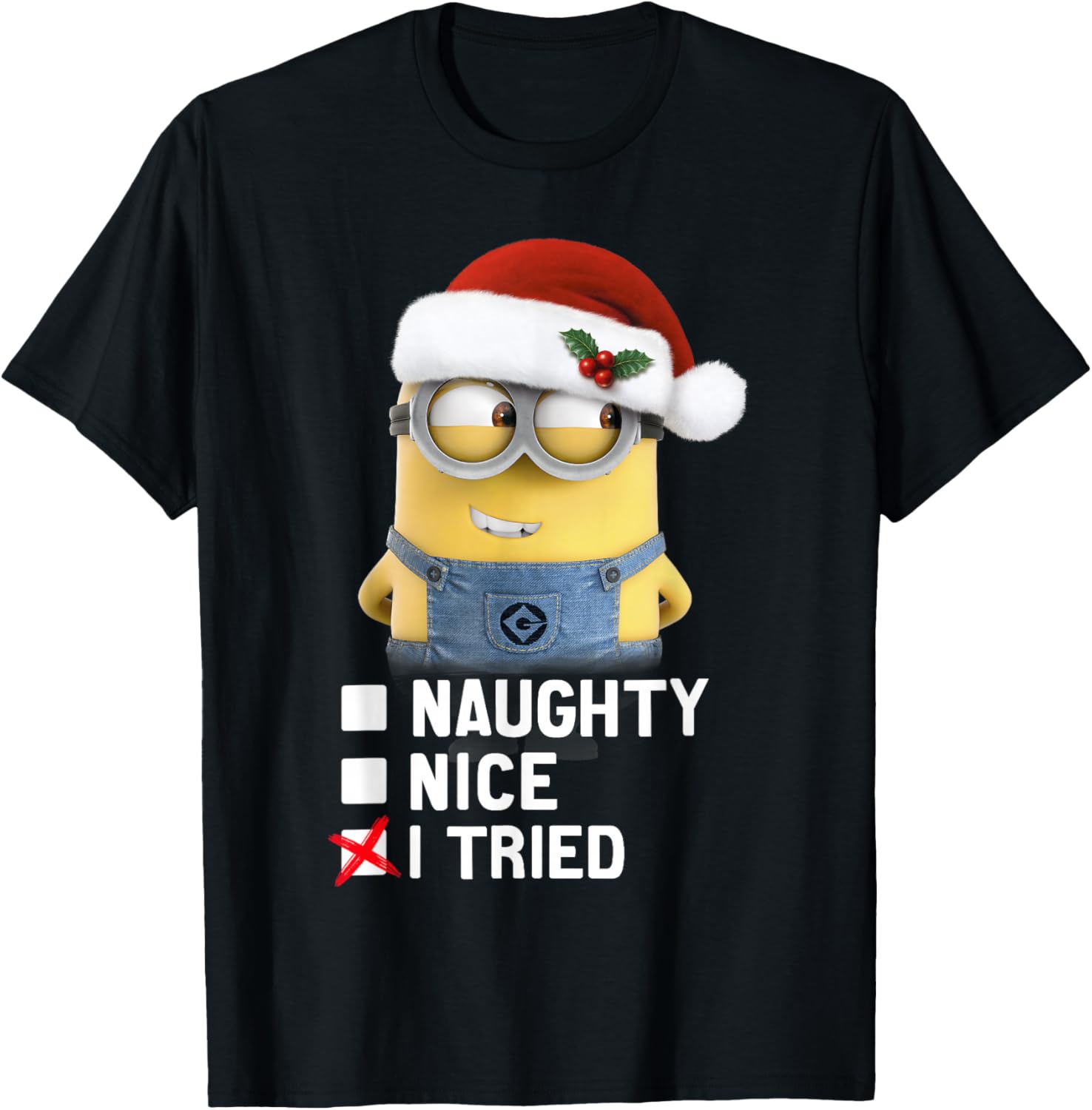 Despicable Me Naughty Nice I Tried Checkboxes Santa Minion T-Shirt