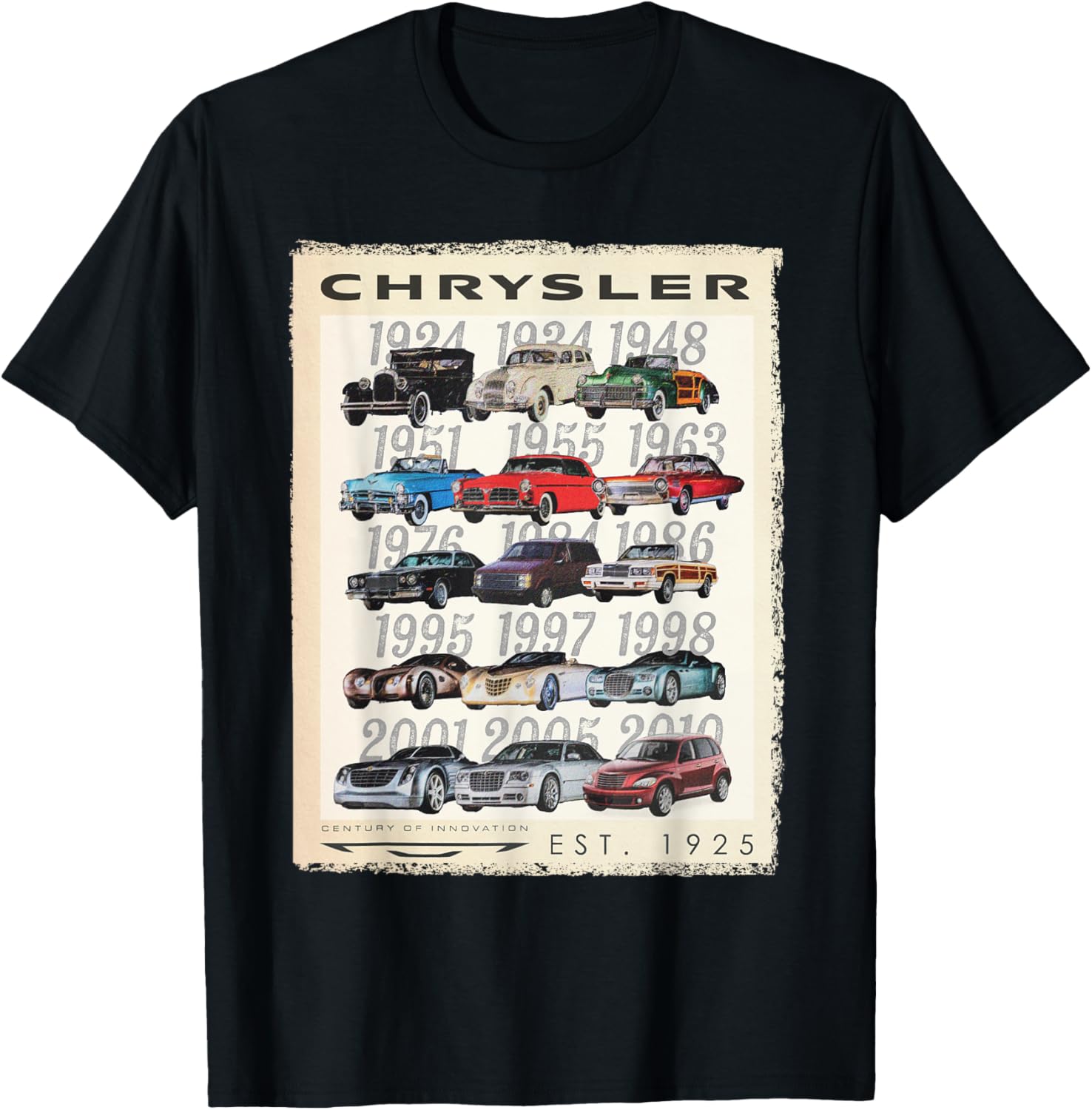 Chrysler Century of Innovation Vintage Cars Frame T-Shirt